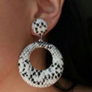 NEW! Snake Print Round Drop Earrings